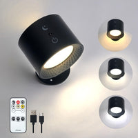 1 x RAW Customer Returns WOOKOT LED wall light indoor wall lamp without power connection 3 color modes touch control remote control battery lamp for living room bedroom staircase hallway wireless wall lights-1 piece black  - RRP €24.99