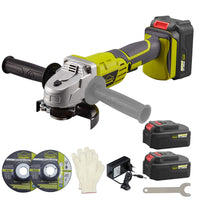 1 x RAW Customer Returns DEWINNER Cordless Angle Grinder, 115 mm, 2 Batteries 3 Ah, Auxiliary Handle, Quick Clamping, Quick Charger, 2 Grinding Discs for Grinding, Cutting and Polishing - RRP €97.99