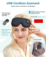 1 x RAW Customer Returns PJYU Heat Glasses Eye Mask Warming to Relieve Eye Fatigue and Dry Eyes, Heated Eye Mask with Battery, 3 Temperature Settings, Rechargeable and Washable Black  - RRP €35.4