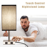 1 x RAW Customer Returns Glighone Bedside Lamp with 2 USB Port, Touch, E27, Modern Bedside Table Lamp Fabric Lampshade with Dimmable Bulbs Dimmable Night Light for Bedroom Living Room Hotel Caf , 2PCS - RRP €69.17