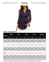 1 x RAW Customer Returns Vafoly Women s 3 4 Sleeve Tops and Blouses Long Tunic Tops to Wear with Leggings Ladies Business Casual Tops Split V Neck Dress Shirts for Professional Office Work Flocked Purple Flowers XL - RRP €33.26