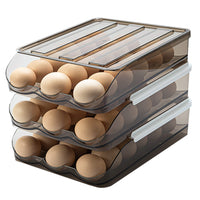 1 x RAW Customer Returns Egg Container for Refrigerator Automatic Rolling Egg Holder for Refrigerator, Egg Storage Box with Lid, Chicken Egg Storage Tray for Household 3 Layers  - RRP €28.99