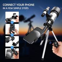 1 x RAW Customer Returns Telescope for Kids and Adults, 70mm Aperture Refractor Telescopes for Astronomy Beginners, Portable Travel Telescope with Cell Phone Adapter and Wireless Remote Control, Astronomy Gifts for Kids - RRP €77.96