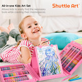 1 x RAW Customer Returns Shuttle Art painting case for children, 335-piece painting box for children pink, painting set for children and beginners for painting and drawing, painting set for children with watercolors, wax crayons,  - RRP €33.26