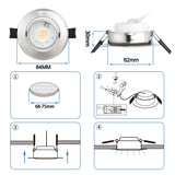 1 x RAW Customer Returns BOYIR LED recessed spotlights 230V flat 3 levels dimmable LED spots 6W IP44 bathroom ceiling spots 68mm recessed lights 3000K warm white 600LM swiveling recessed spots for bathroom kitchen living room, set of 6 - RRP €34.27