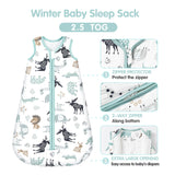 1 x RAW Customer Returns Mosebears Baby Winter Sleeping Bag, 2.5 Tog, 100 Cotton, Fits Different Sizes from Birth to Age 24 Months Zoo Blue, 12-18 Months  - RRP €26.54