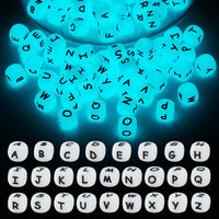 1 x RAW Customer Returns BEEFLYING 104 Pieces Luminous Cube Silicone Beads Letters Square Cube Alphabet Beads With 2 mm Hole Spacers Loose Letter Beads for Making Bracelets Necklaces And Jewelry - RRP €21.99