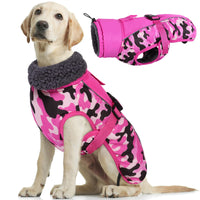 1 x Brand New Kuoser Winter Coat for Small Medium Large Dogs Waterproof Warm with Harness Hole Reflective Cold Weather Fleece Lining and Fur Collar Adjustable Dog Clothes Pink - RRP €33.71