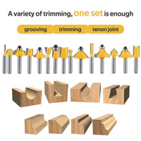 1 x RAW Customer Returns 15 Piece Milling Cutter Set, 6.35 mm 1 4 Inch Shank, Woodworking Router Bit Wood Milling Cutter, Router Tool with Wooden Case and Wrench, for Woodworking and DIY - RRP €23.11