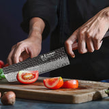 1 x RAW Customer Returns TURWHO Japanese kitchen knives, hand-forged 67 layer Damascus steel chef s knife, VG10 core handmade Nakiri knife 18 cm - RRP €100.64