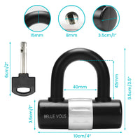 1 x RAW Customer Returns Belle Vous Black Heavy Duty U-Padlock Keyed Alike with 3 Keys - Anti-Theft Cut Protection, Hardened Steel, 15mm Thick Shackle - Padlock for Locker, Bicycle, Motorcycle Moped - RRP €20.99