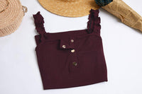 1 x Brand New YBENLOVER Tops Women Elegant Sleeveless Tops Summer V-Neck Blouse T Shirt Shirt, Wine Red, XL - RRP €18.7