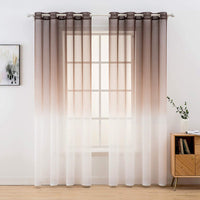 1 x RAW Customer Returns MIULEE Curtains Transparent Curtains Gradient Voile Sheer Set of 2 Curtains with Eyelets Decorative Window Curtain for Bedroom and Living Room 245 cm x 140 cm H x W Coffee Color White - RRP €22.93