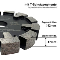 1 x RAW Customer Returns GVHAKG Tuck Point 120mm diamond cutter, very wear-resistant, long service life for screed, asphalt, premium quality clearing disc with T-protection segment 120 x 17 x 12 x 22.23 mm  - RRP €97.8