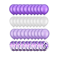 29 x Brand New Gxhong Confetti Balloons, 60 Pieces White Purple Latex Balloons, 12 Inch Helium Balloons Latex Balloons with 4 Balloon Ribbons for Wedding Birthday Party Decorations Purple  - RRP €321.61