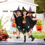 1 x RAW Customer Returns TOPJOWGA Halloween Witch Costume, Children s Wizard Cape, Witch Cape and Hat, Children s Halloween Cape, Children s Pumpkin Costume for Halloween Carnival Cosplay Party - RRP €17.99