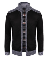 1 x Brand New Oralidera men s cardigan, stand-up collar, knitted cardigan, knitted fleece jacket, fleece jacket with zip, long-sleeved winter jacket, outdoor jacket, black, XL - RRP €32.45