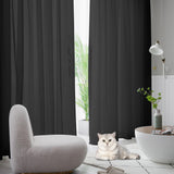 1 x RAW Customer Returns CUCRAF Solid Sheer Linen Look Voile Curtain Window Curtain Sets, Polyester Eyelet Curtain, Modern Window Treatments, Black, H175x W140cm Set of 2 - RRP €20.16