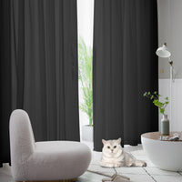 1 x RAW Customer Returns CUCRAF Solid Sheer Linen Look Voile Curtain Window Curtain Sets, Polyester Eyelet Curtain, Modern Window Treatments, Black, H245x W140cm Set of 2 - RRP €25.2