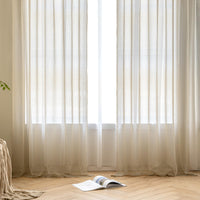 1 x RAW Customer Returns MIULEE Curtains with Ruffle Tape Set of 2 Curtains with Eyelets Living Room Curtains Made of Sheer Voile Curtains Transparent Bedroom Beige 140 x 260 cm - RRP €28.99