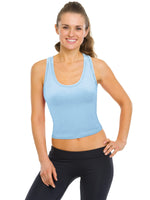 3 x Brand New 3 Piece Cropped Sleeveless Crop Tank Top Mint Blue, Tranquil Blue, Pink, M  - RRP €77.4