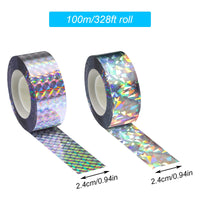 1 x Brand New 2 rolls 100m x 2.4cm reflective bird deterrent tape bird deterrent balcony tape bird repellent reflective tape bird scarer reflective bird deterrent tapes for protect houses gardens yards plant fruit - RRP €12.24