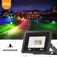 1 x RAW Customer Returns Bikuer RGB LED spotlight 10W floodlight outdoor spotlight 16 million colors and 20 modes Smart LED floodlight spotlight, IP66 outdoor spotlight waterproof LED floodlight, garden mood lights - RRP €13.99