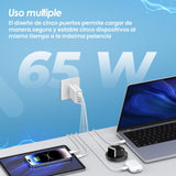 1 x RAW Customer Returns 3-Stars Pack 2 65W USB Charger with 5 Ports 2 USB-C 3 USB-A Quick charge-QC 3.0 Compatible with Samsung iPhone Xiaomi etc. CE Certificate Satisfaction Guarantee - RRP €21.8