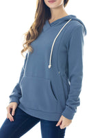 1 x RAW Customer Returns Smallshow Nursing Suit Maternity Fleece Nursing Jumper Nursing Top Maternity Hoodie Sweatshirt for Breastfeeding Dusty Blue 2XL - RRP €39.99