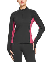 1 x RAW Customer Returns FitsT4 Women s Thermal Fleece Lined Riding Shirt Half Zip Running Pullover Athletic Ski Shirt with Thumbholes, Black, M - RRP €20.16