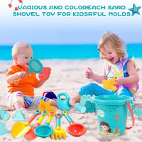 10 x Brand New Shinybox Beach Games for Children, 18 Pieces Sand Travel Toys, Beach Games with Sand Buckets, Sand Shovel, Rake, Beach Castle Mold, Outdoor Toys for Children - RRP €204.0