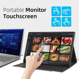 1 x RAW Customer Returns Portable Monitor Touchscreen, 15.6 inch 1920x1080 Portable Monitor Touchscreen USBC IPS Display Smart Cover Speaker, Plug Play, External Monitor compatible with Laptop PC Phone Mac Xbox PS4 - RRP €151.25