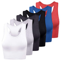 1 x RAW Customer Returns FEPITO 6 Pieces Women s Basic Tops Tank Tops Sports Cotton Tank Tops Sleeveless Off Shoulder Tops Workout Shirts Women s Tank Tops, Medium-Small - RRP €19.28