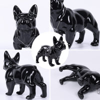 1 x RAW Customer Returns SHENGTIAN Standing Bulldog Statue with Silver Necklace - Resin Sculpture for Living Room, Bedroom, Bathroom and Desk Decoration Black, L  - RRP €53.99