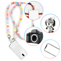 1 x RAW Customer Returns Xerteam mobile phone chain beads, universal mobile phone chain, mobile phone strap for hanging with 2 white inserts, colorful beads mobile phone pendant necklace compatible with most smartphones bright colors  - RRP €8.99