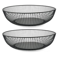 1 x RAW Customer Returns FOCCTS 2 pieces fruit bowls metal wire black 28 x 15 x 7.5 cm fruit basket made of metal rounded design openwork storage for vegetables fruit bread black semicircle  - RRP €25.99