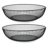 1 x RAW Customer Returns FOCCTS 2 Pieces Fruit Bowls Metal Wire Black 28 x 15 x 7.5 cm Metal Fruit Basket Rounded Design Openwork Storage for Vegetables Fruit Bread Black Semicircle  - RRP €25.99