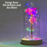 1 x RAW Customer Returns Eternal rose with LED Romantic gift for women Artificial flower Beauty and the Beast With LEDs, glass dome, gift box Valentine s Day, Mother s Day, wedding OriginalCorner  - RRP €20.4