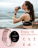 1 x RAW Customer Returns Efolen Smartwatch Women with Phone Function, 1.3 HD Touchscreen Fitness Watch, Wristwatch Blood Pressure Measurement Heart Rate Sleep Monitor SpO2, IP67 Waterproof, Compatible with Android iOS Rose Gold - RRP €56.65