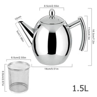 1 x RAW Customer Returns Teapots MAGT 1500ml Durable Stainless Steel Kettle Large Capacity Thick Base Flat Bottom Coffee Tea Water Container with Filter - RRP €22.69