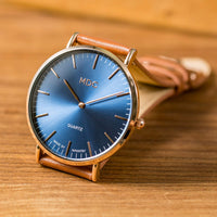 1 x RAW Customer Returns Infantry Men s Wristwatch Leather Strap Watch Brown Men s Watch Analog Quartz Blue Minimalist Men Watches Ultra Thin Dress Business Simple Men s Wristwatch with Genuine Leather - RRP €30.24