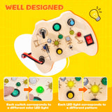 1 x RAW Customer Returns HOMCENT Busy board for toddlers with switches, Montessori toy with switches and buttons, baby activity board made of wood, learning toy for boys and girls - RRP €16.13