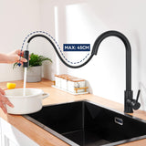 1 x RAW Customer Returns Lonheo Kitchen Faucet Black, High Pressure Kitchen Faucet Extendable, 360 Rotatable Kitchen Mixer Tap with Shower 2 Water Jet Types, Stainless Steel Kitchen Sink Faucet for Kitchen Sink - RRP €75.98