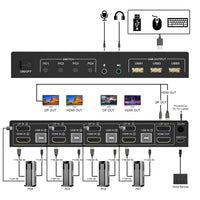 1 x Brand New HDMI 2 Displayport USB 3.0 KVM Switch Triple Monitor for 2 Computers, 4K 60Hz KVM Switch 2 Computers x 3 Monitors with Audio Microphone Output and 3 USB 3.0 Ports, Keyboard Mouse Switch - RRP €121.04