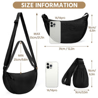 1 x RAW Customer Returns Yuson Girl Women s Half Moon Shoulder Bag Half Moon Shoulder Bags with Adjustable Shoulder Strap Solid Color Hobo Bag Nylon Crossbody Bag for Shopping Travel Party Work Black  - RRP €15.62