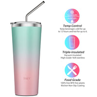 1 x RAW Customer Returns THILY Stainless Steel Vacuum Insulated Tumbler Travel Mug, 26oz Coffee Mug with 2 Lids and Straws, Splashproof, Keeps Iced Drinks Cold, Candy Pink - RRP €22.99