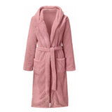 1 x RAW Customer Returns MMIHOIM bathrobe women fluffy with hood bathrobe women fluffy, fleece dressing gown women, cozy bathrobes for women pink, M  - RRP €30.24