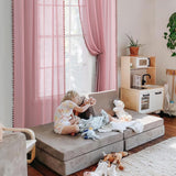 1 x RAW Customer Returns MIULEE Curtains with Pompoms - Pretty Old Pink Transparent Curtains for Children s Room Girls, 2 Pieces Curtain with Pompoms with Rod Pocket Transparent Curtain with Pompoms, Each H 225 XW 140cm - RRP €30.99