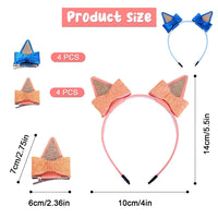 1 x Brand New 4 Pairs of Hair Clips with Bows and 2 Pieces Glitter Hair Bands Set, Bow Hair Bows Cute Hair Accessories for Girls Halloween Cosplay Birthday Party Accessories Blue, Orange  - RRP €18.0