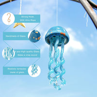 3 x Brand New 20 Art Blown Glass Jellyfish Wind Chime, Handmade Glass Jellyfish Wind Chimes for Hanging, Outdoor Wind Chimes for Garden, Yard, Wedding Decoration Royal Blue  - RRP €61.2